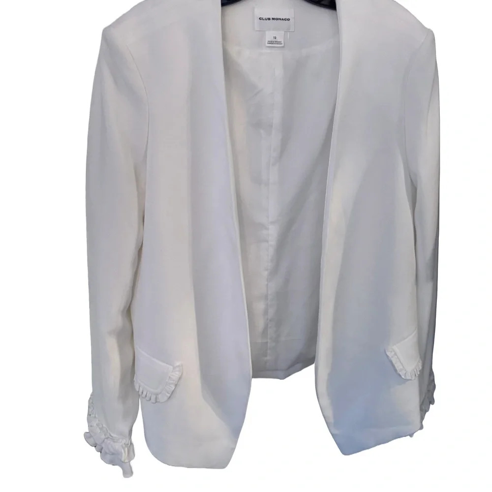 Club Monaco White Ruffle Blazer - Picture 2 of 14